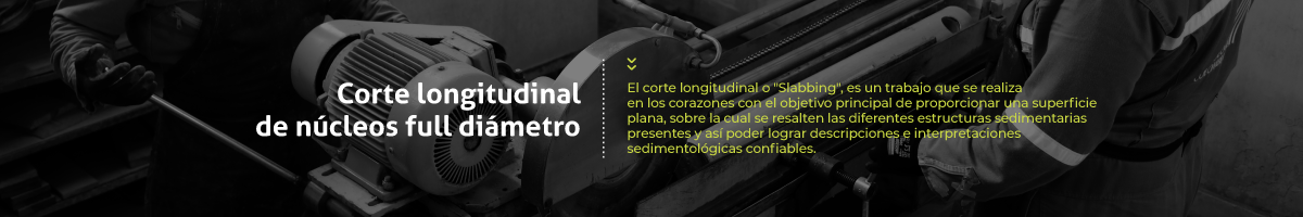 corte longitudinal de núcleos full diámetro