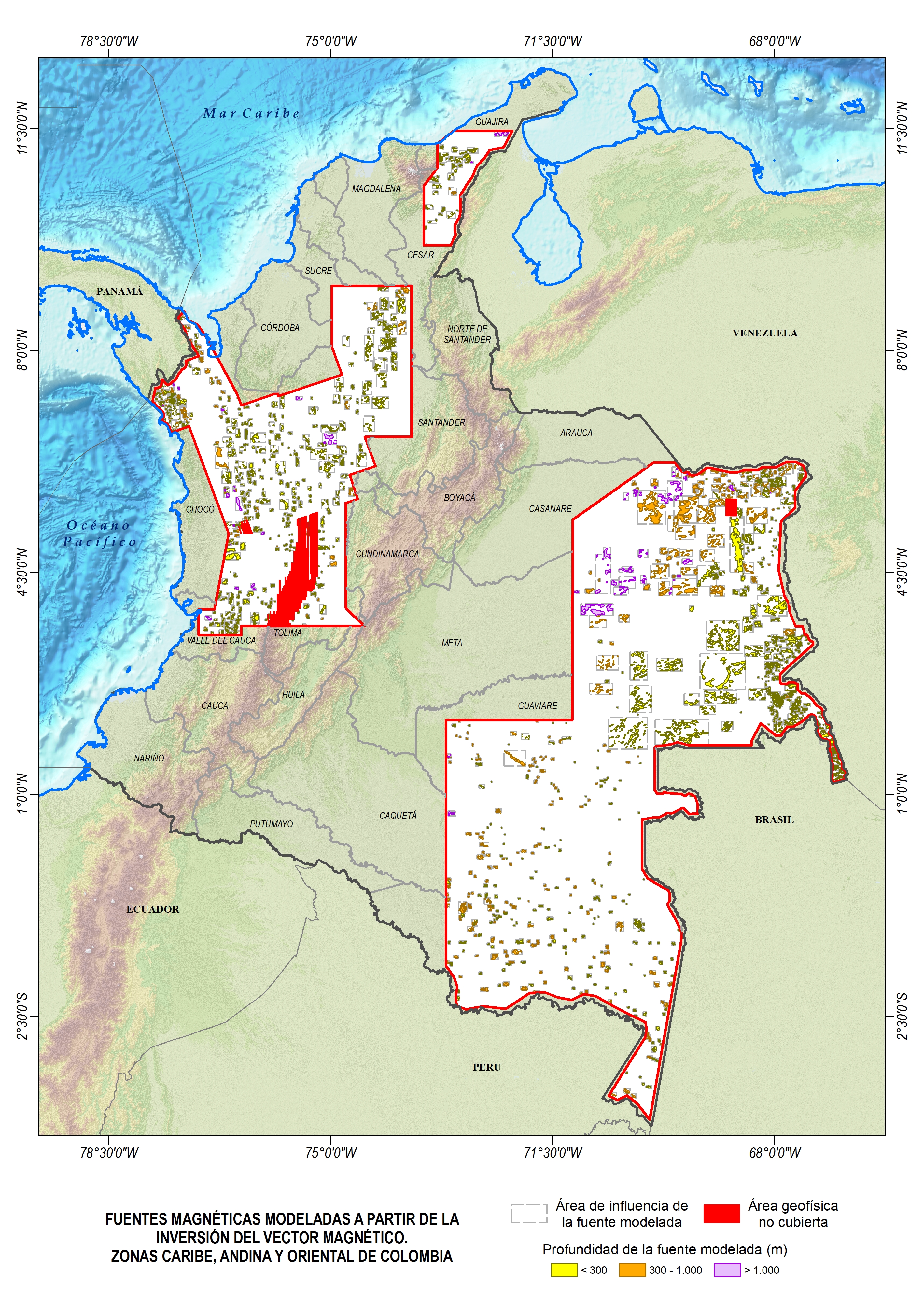 Mapa de Anomalías Geofísicas Fuentes