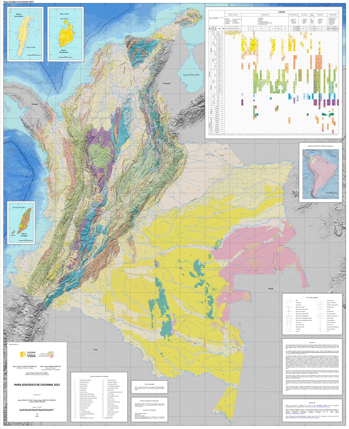 Mapa Geológico de Colombia 2023 en relieve