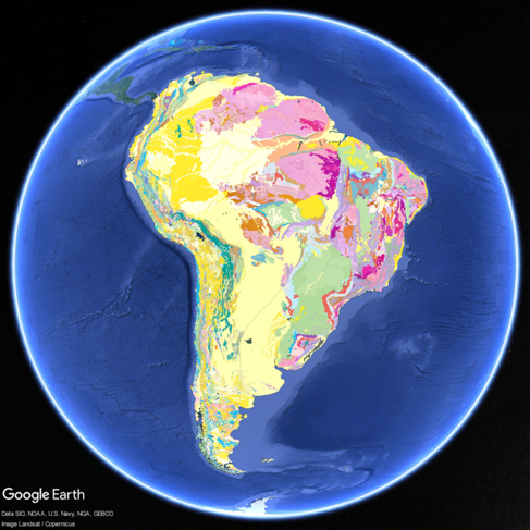Mapa Suramérica en Google Earth