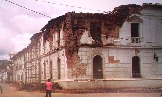Calles del centro de Popayán una vez ocurrido el terremoto.