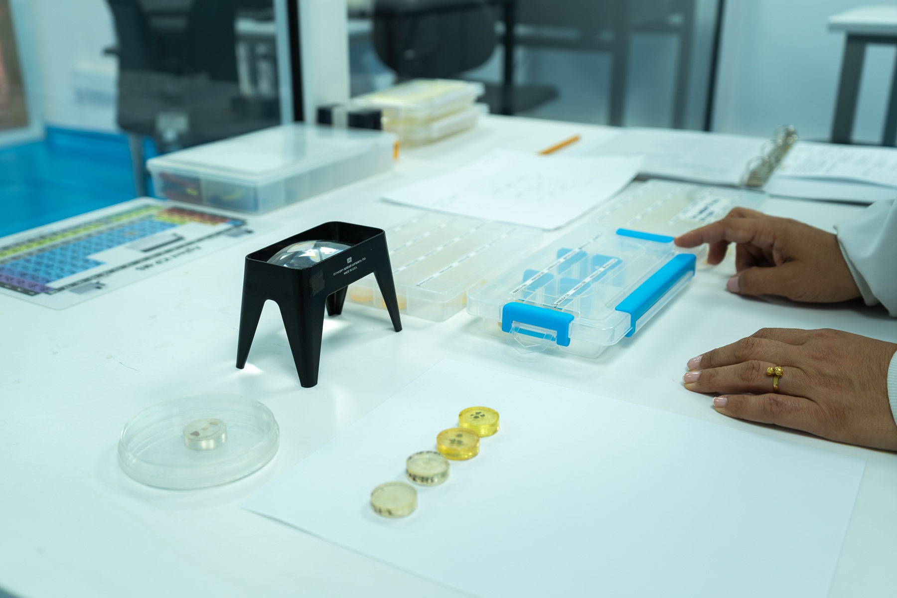 Montaje para análisis de Espectrometría de ablación láser en muestras de oro Colombiano.