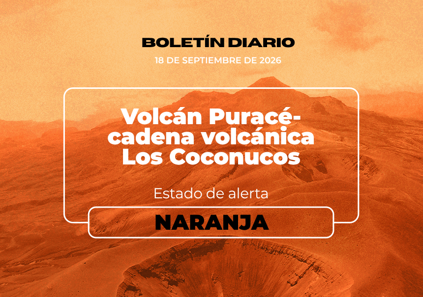 Boletín diario del volcán Puracé - cadena volcánica Los Coconucos del 18 de septiembre de 2026