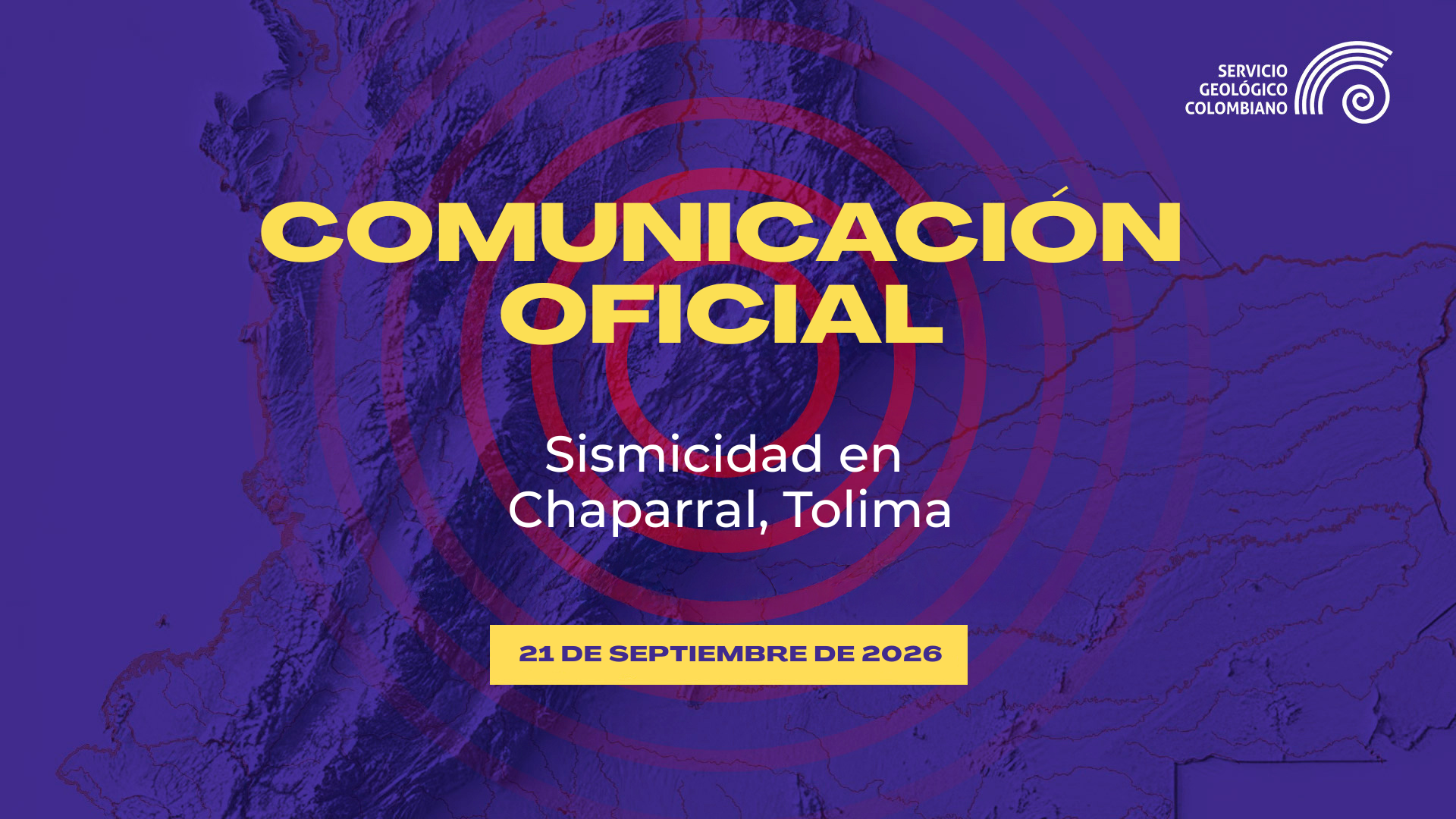 Sismicidad en Chaparral, Tolima, este 21 de septiembre de 2026