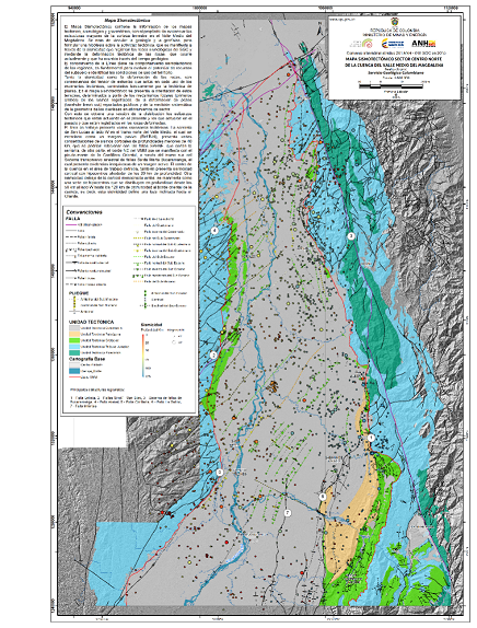 Mapa sismotectónico del sector norte Valle Medio del MagdalenaVersión 2015