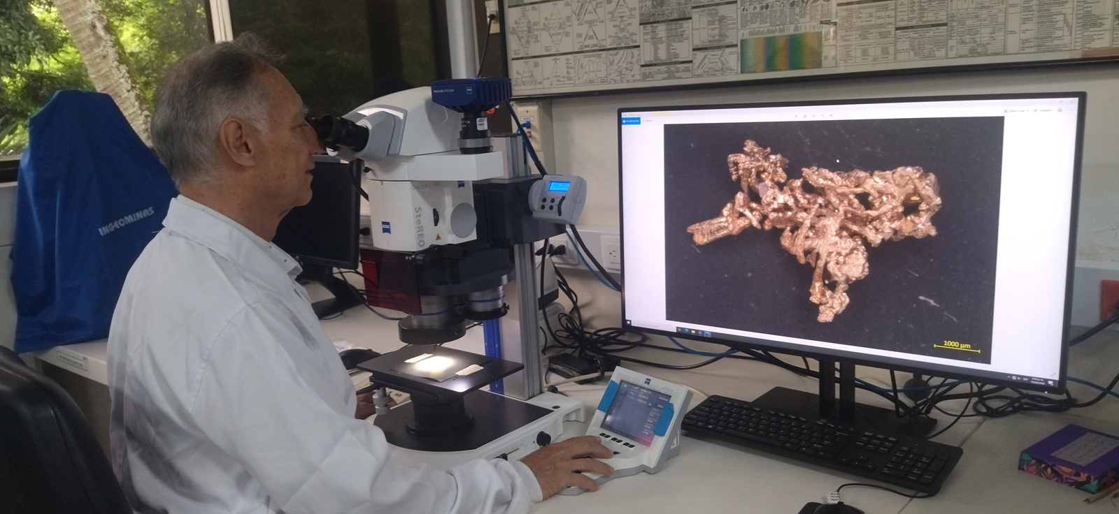 Jaime durante un proceso de descripción de oro nativo, procedente de los Farallones de Cali. 