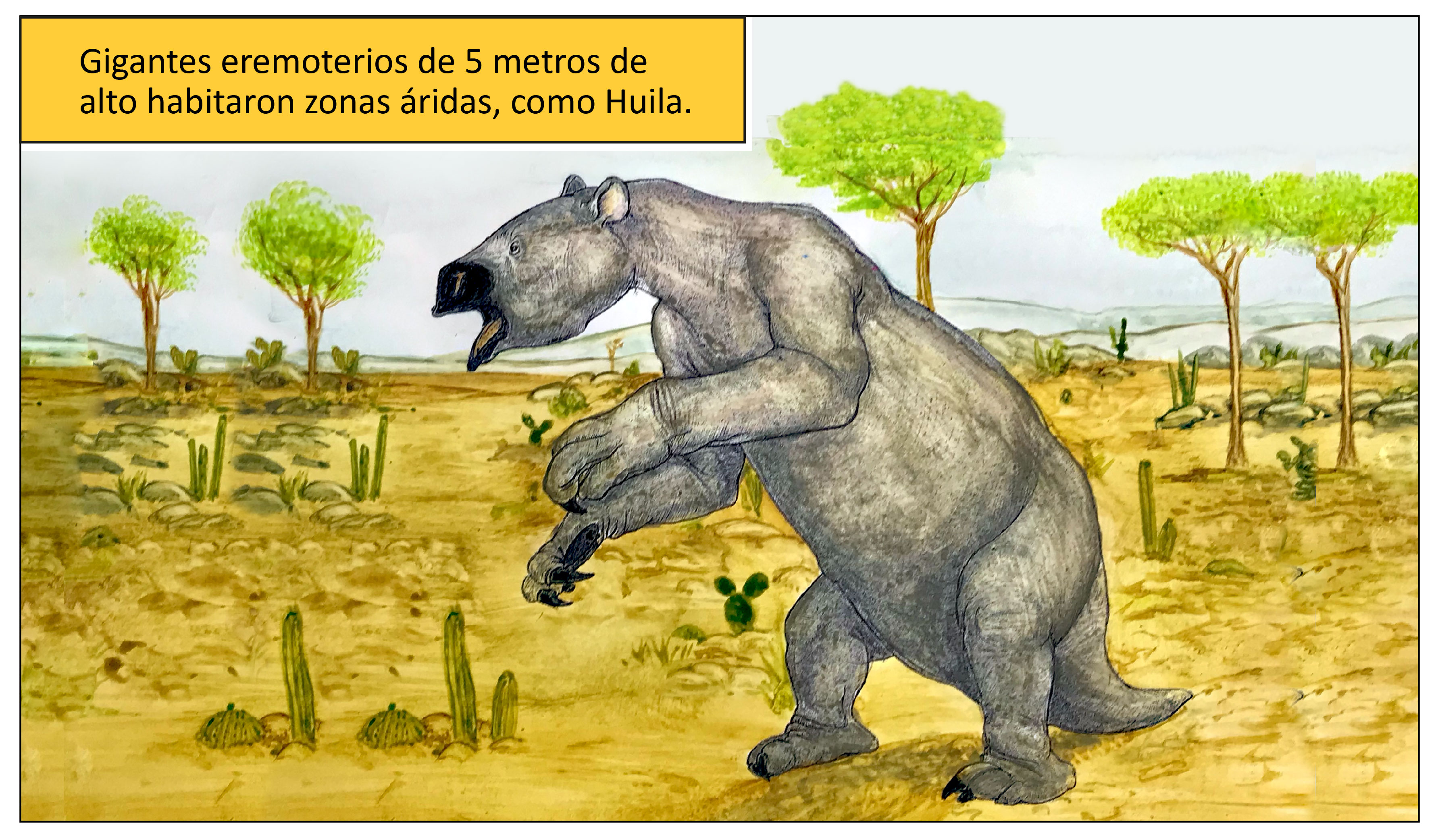 Gigantes eremoterios de 5 metros de alto habitaron zonas áridas, como Huila.