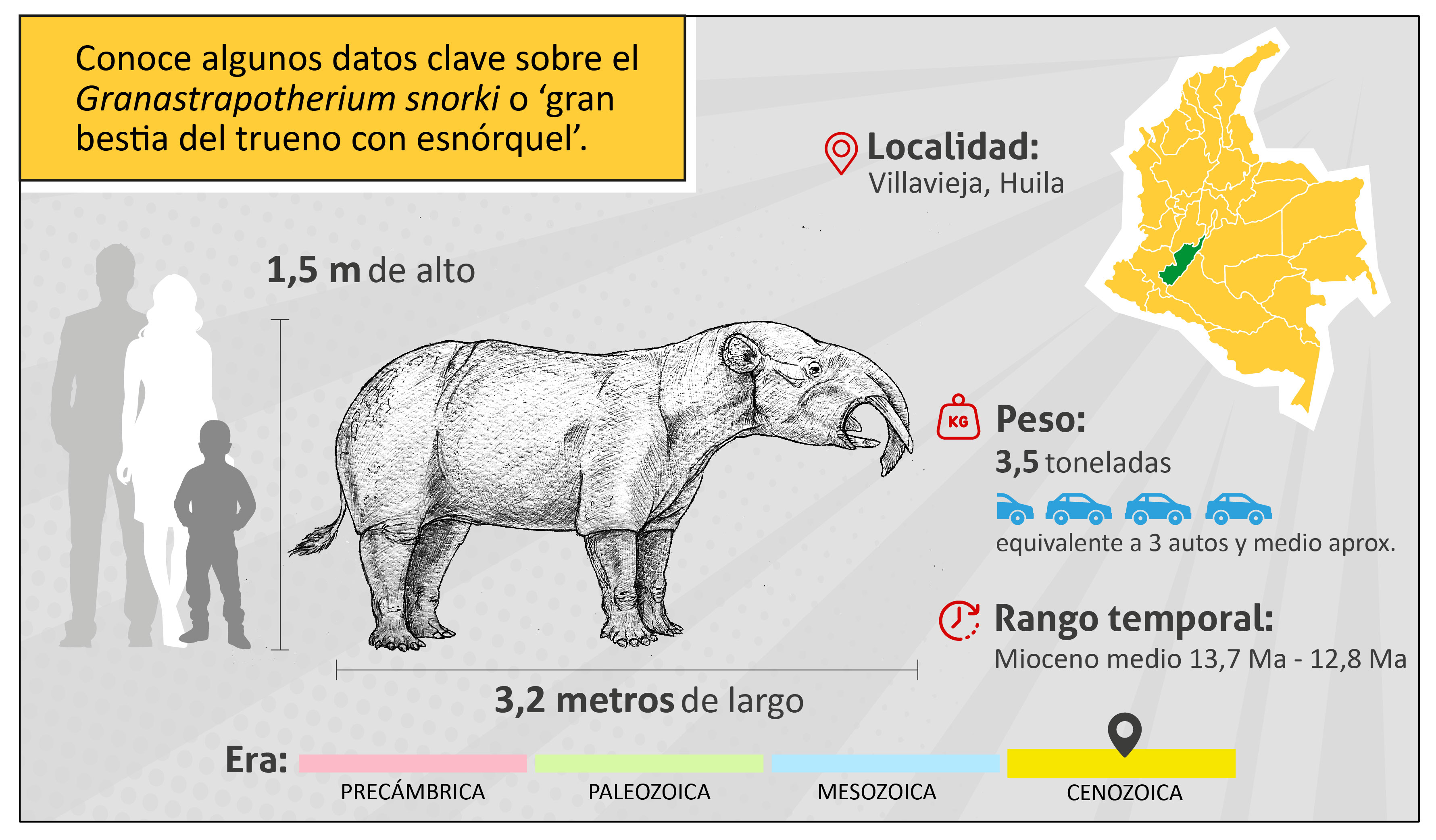Conoce algunos datos clave sobre el Granastrapotherium snorki o “gran bestia del trueno con esnórquel”