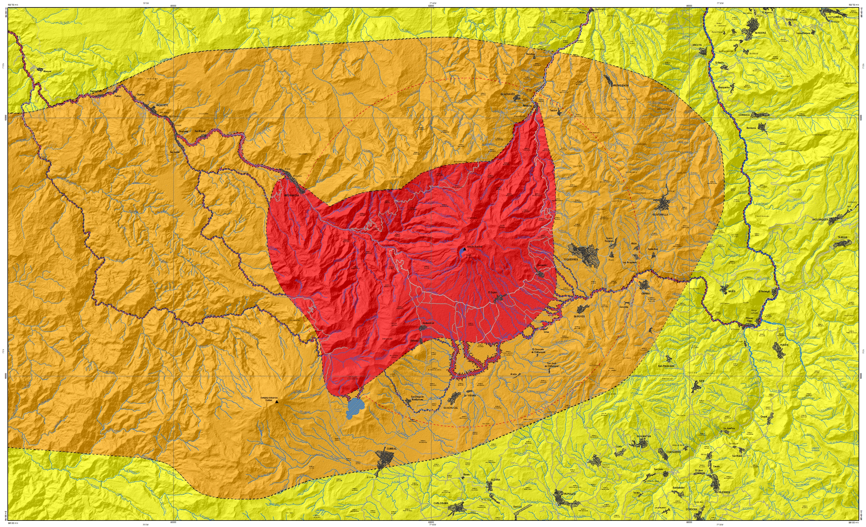 Mapa de amenaza volcán Azufral