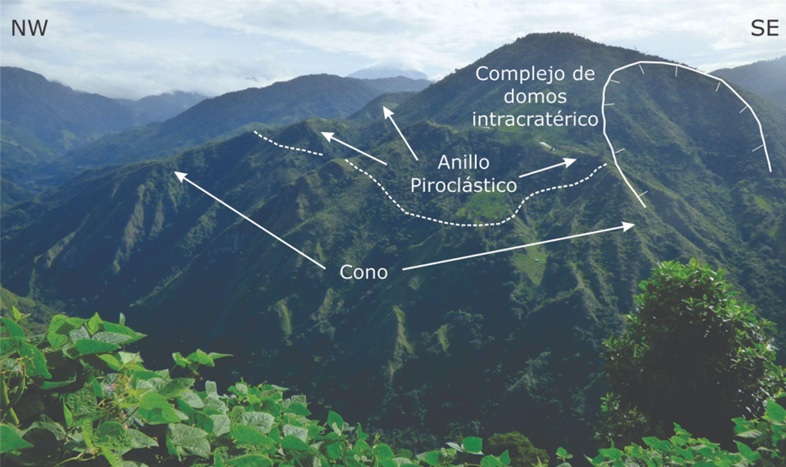 Vista panorámica del flanco oeste-suroeste del volcán Cerro Machín (VCM)