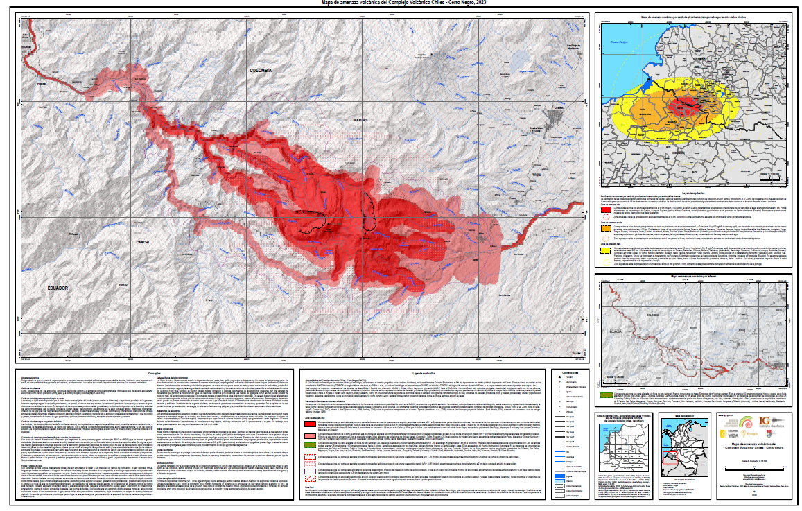 Mapa de amenaza volcánica del Complejo Volcánico Chiles - Cerro Negro
