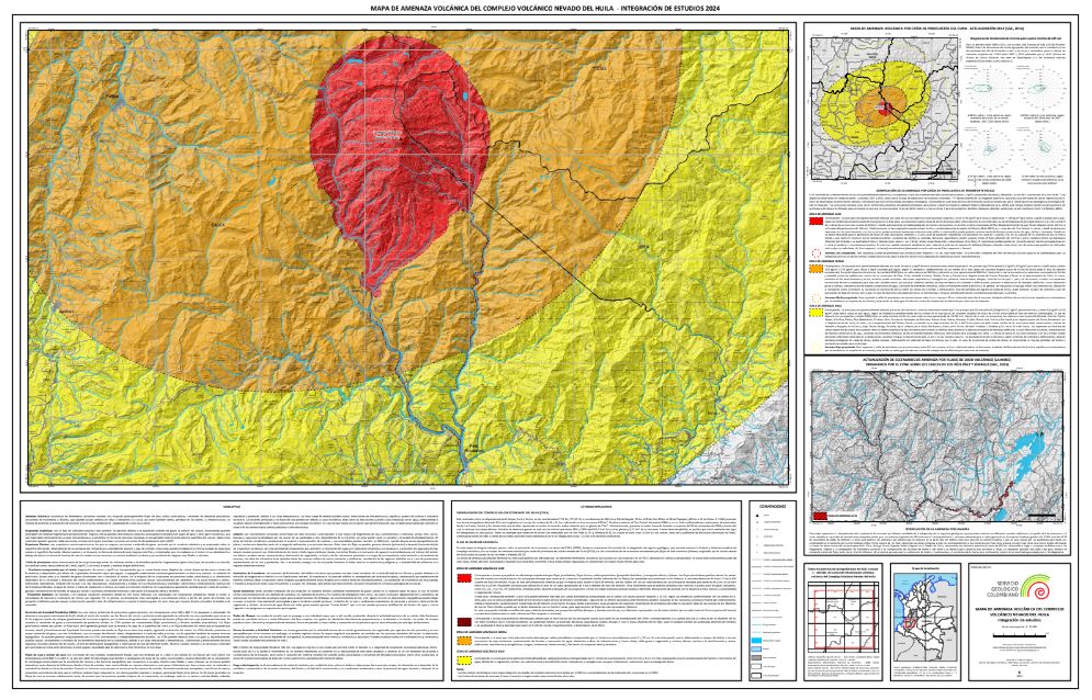 Mapa de Amenaza Volcánica del complejo volcánico Nevado del Huila  - integración de estudios 2024