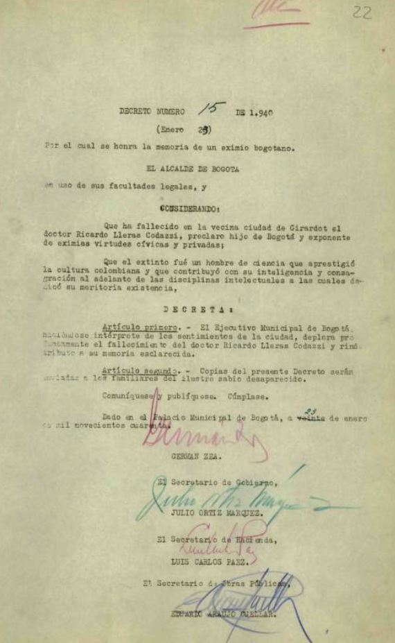 Decreto Número 15 del 23 de enero de 1940