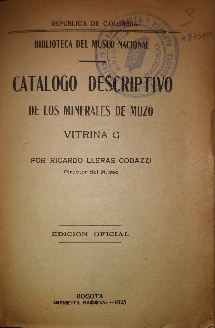 Catálogo descriptivo de los minerales de Muzo